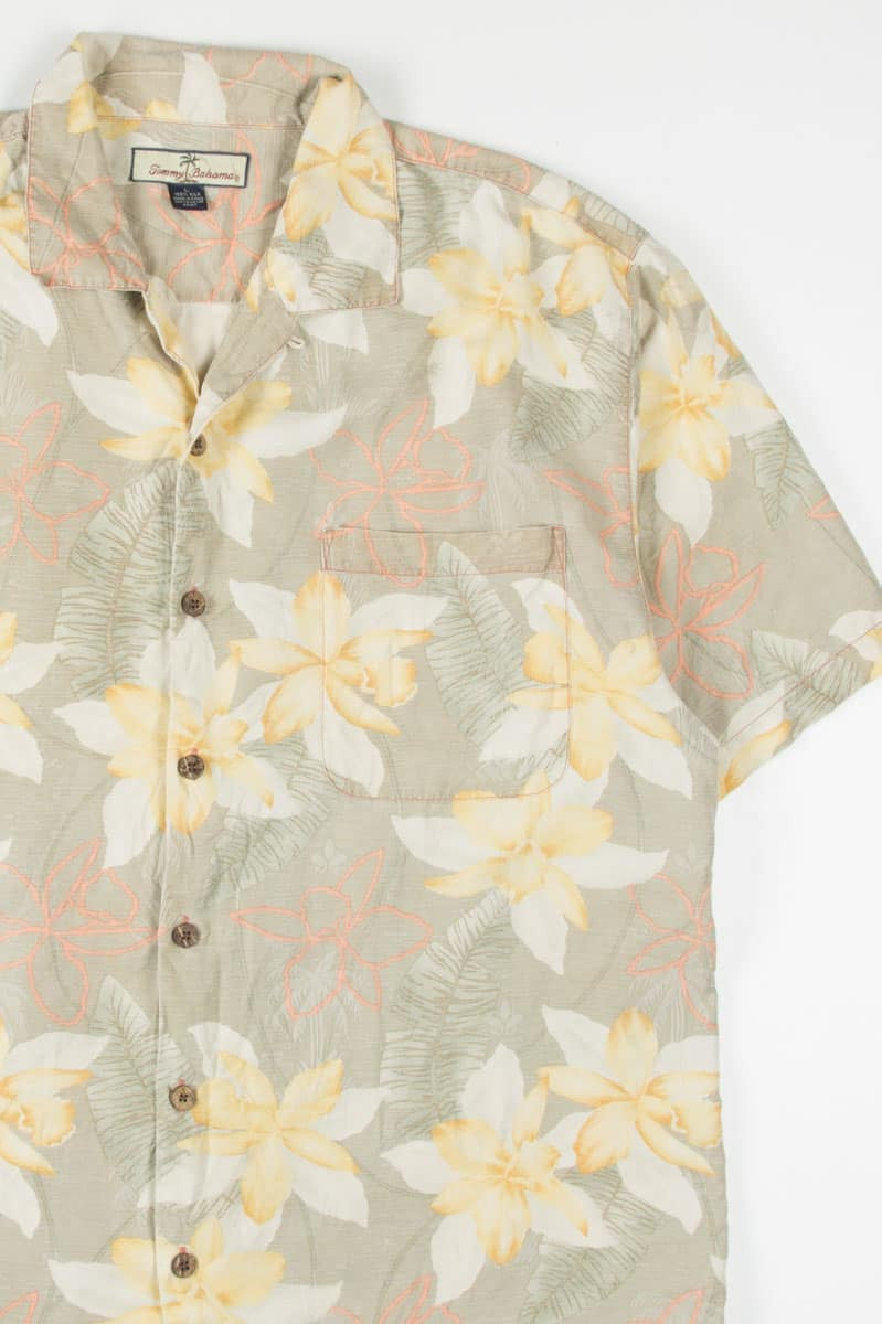 Tan Tommy Bahama Floral Hawaiian Shirt