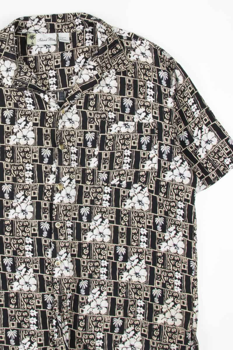 Abstract Black Hibiscus Hawaiian Shirt