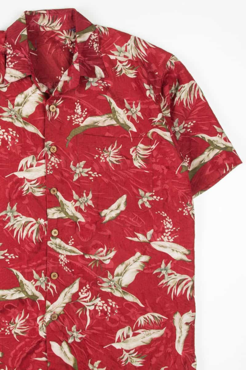Red Contrast Leaves Hawaiian Shirt