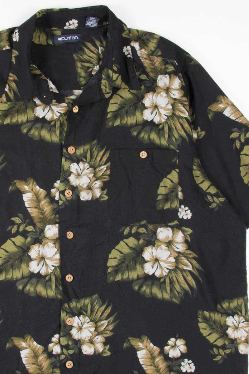Black Hibiscus Hawaiian Shirt