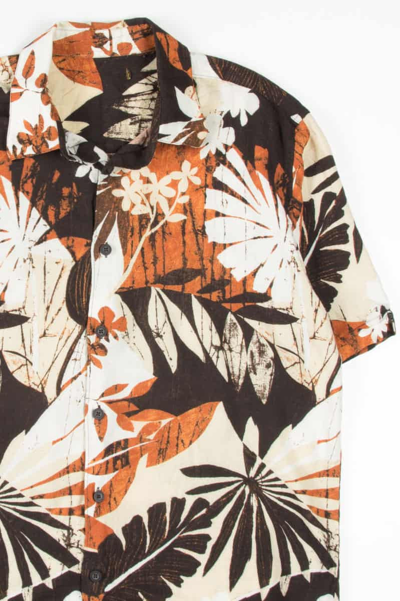 Brown Abstract Leaves Hawaiian Shirt