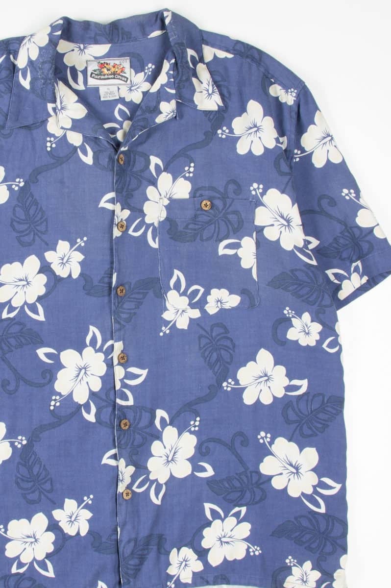 Blue & Cream Hibiscus Hawaiian Shirt