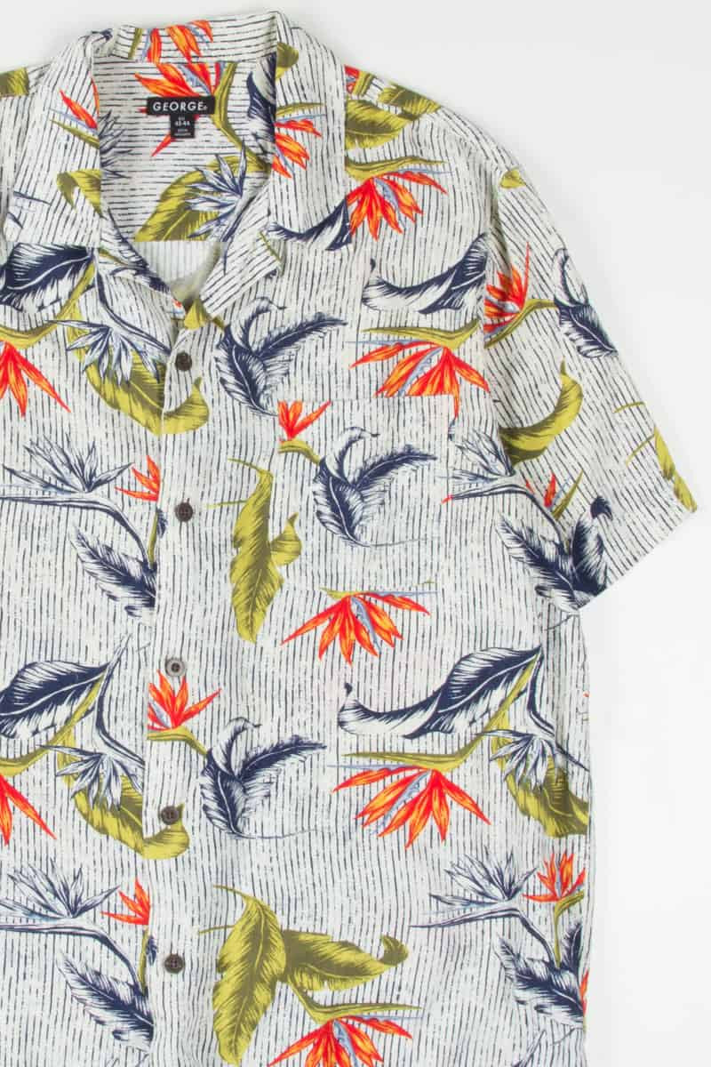 Birds of Paradise Striped Hawaiian Shirt