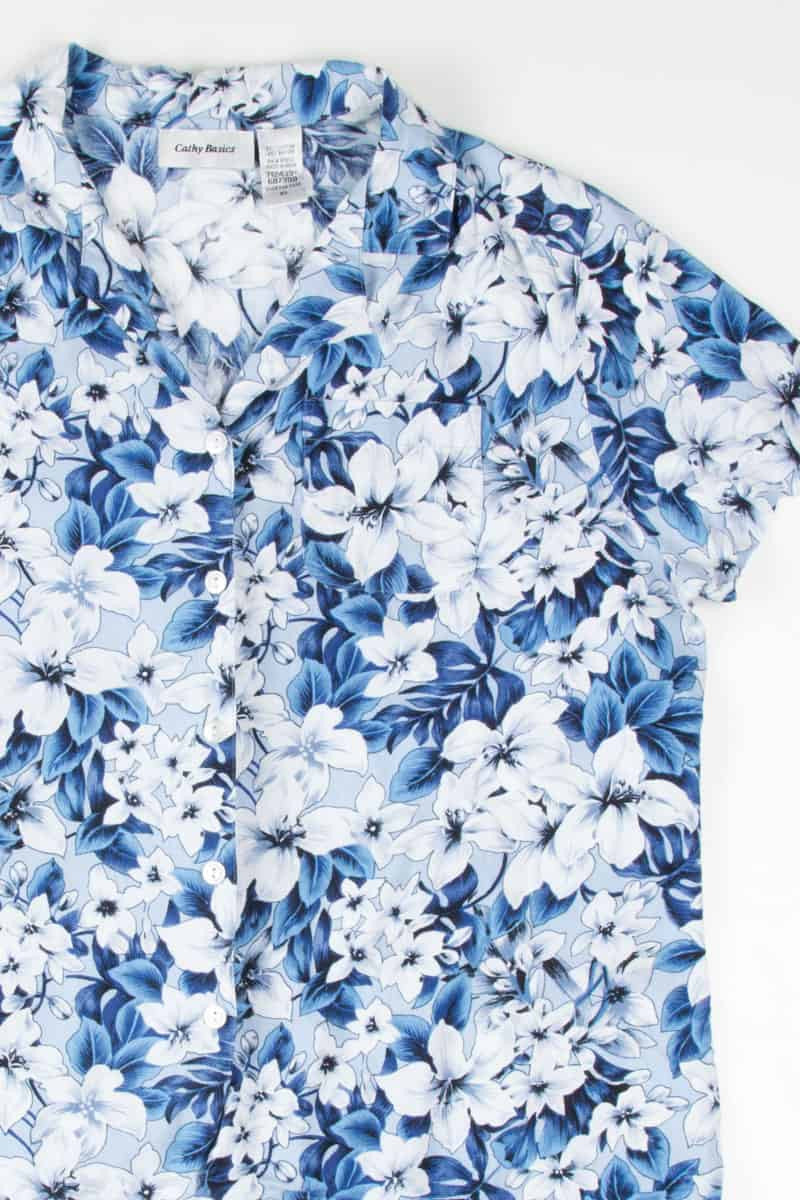 Blue Floral Hawaiian Shirt 1