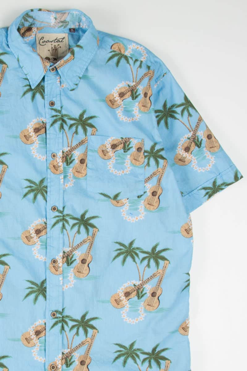 Blue Ukulele Hawaiian Button up Shirt