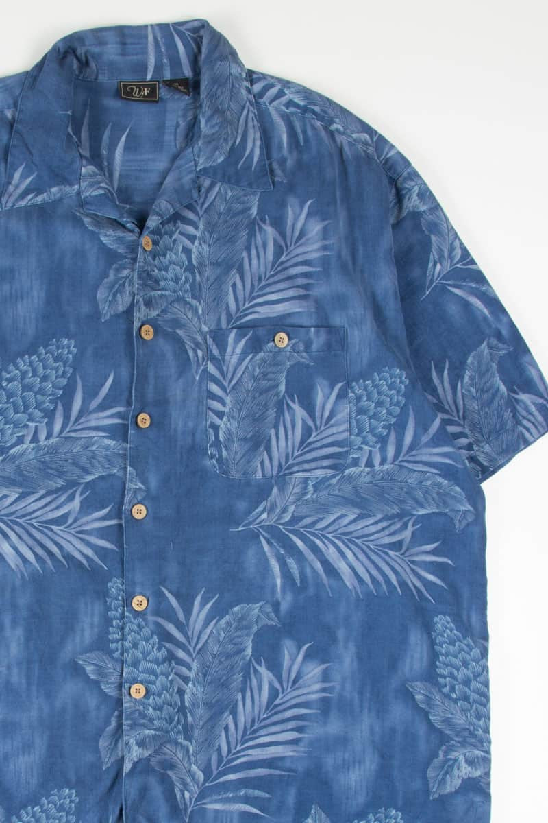 Blue Two Toned Ferns Hawaiian Shirt