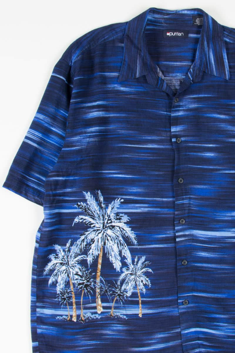 Blue Waves Palm Trees Hawaiian Shirt
