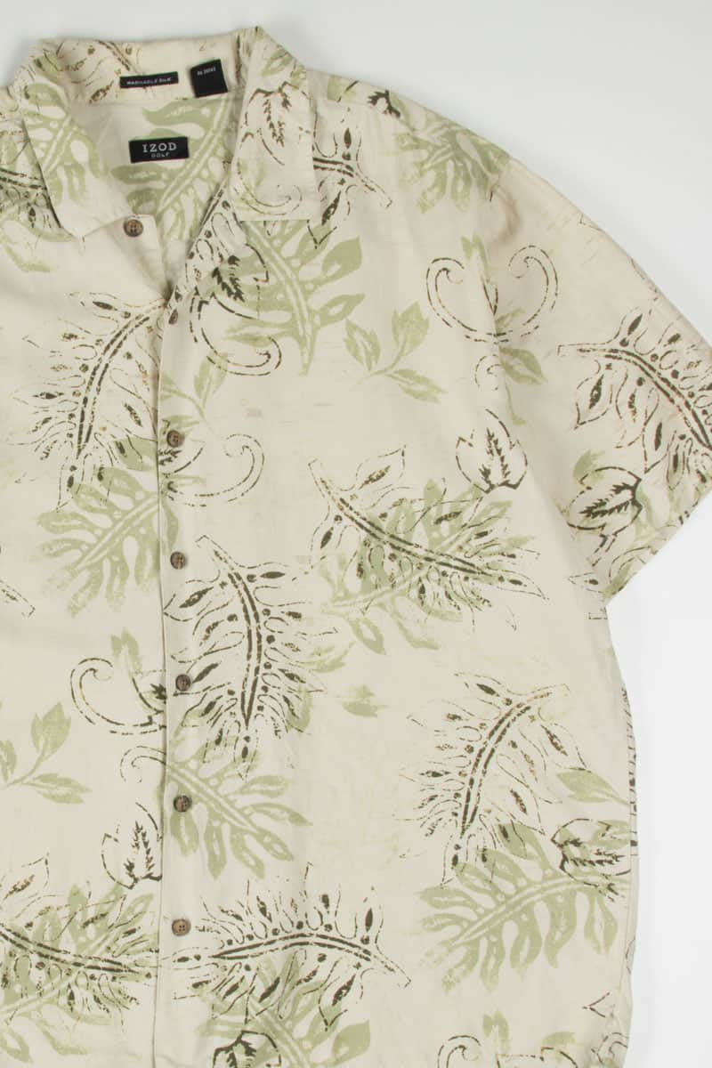 Leaf Stamped Hawaiian Shirt