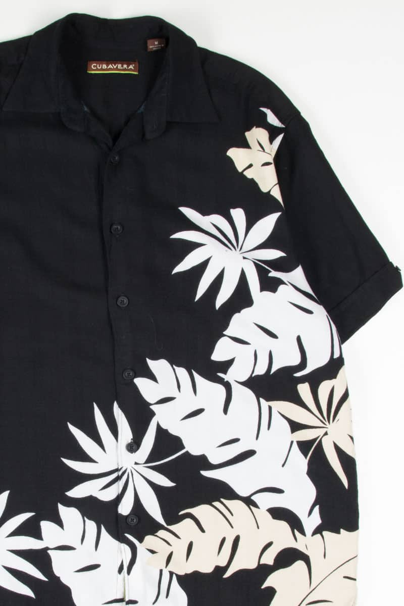 Black & White Leaves Hawaiian Shirt
