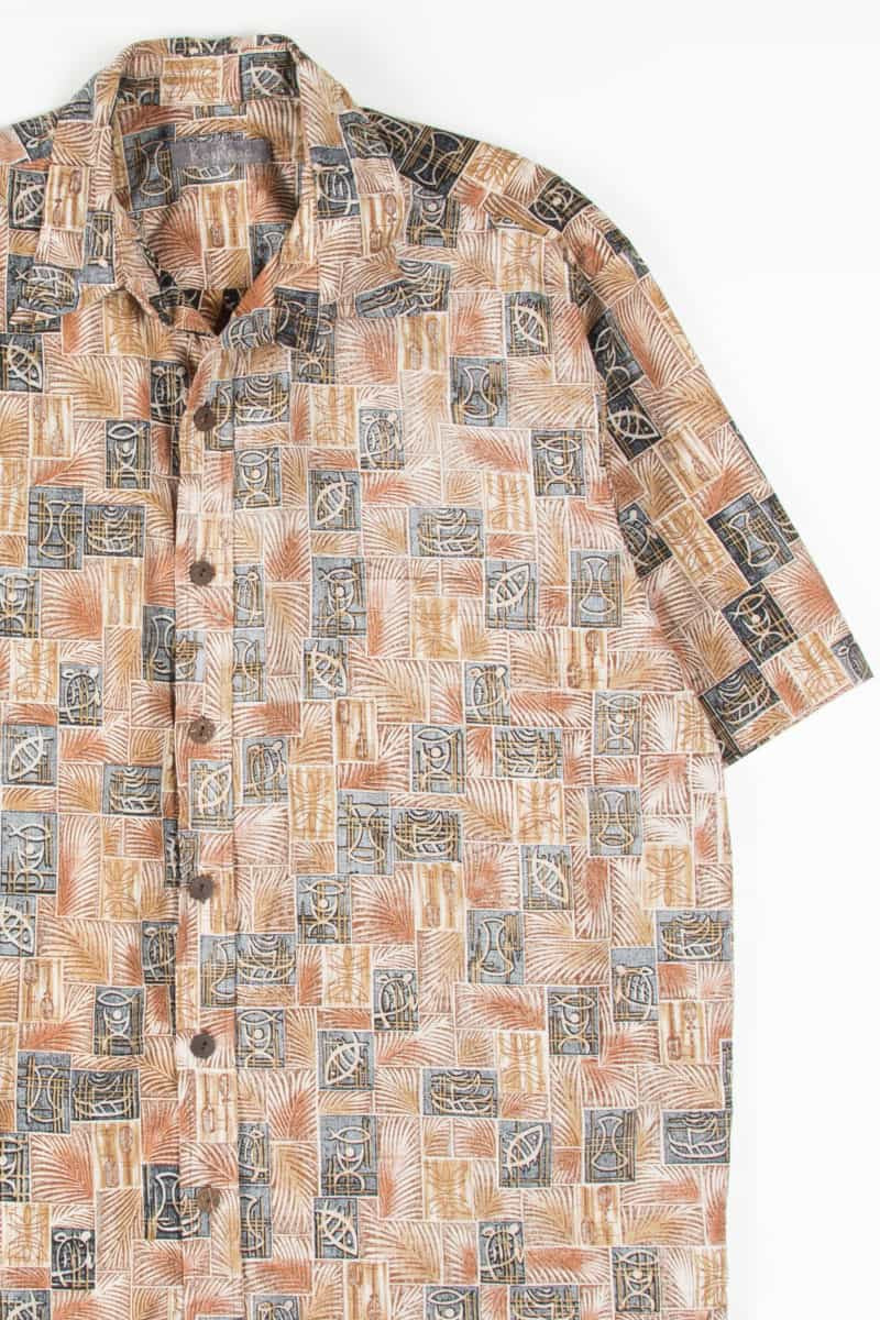 Brown Collage Hawaiian Shirt