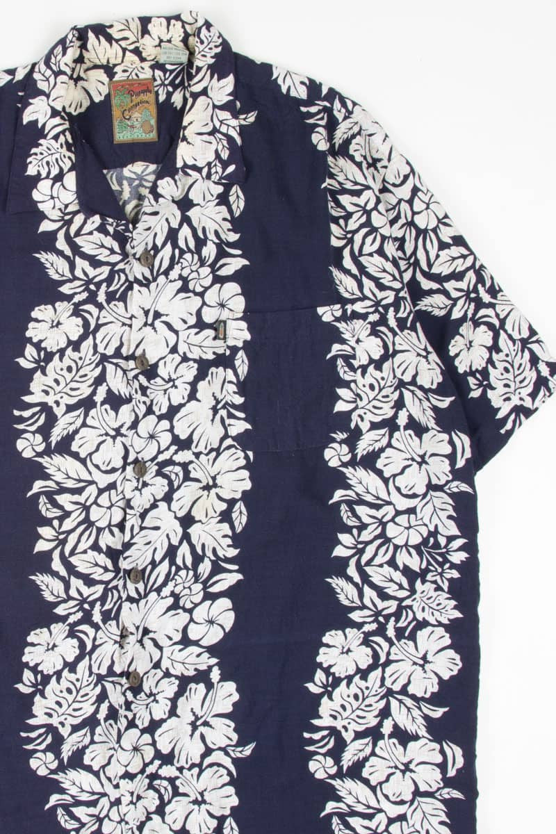 Navy Hibiscus Print Hawaiian Shirt 1795
