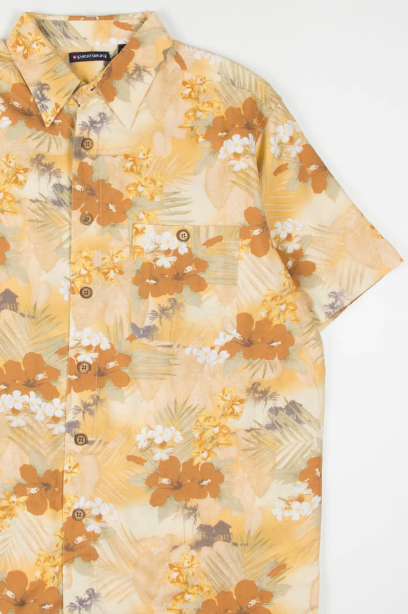 Yellow Orchid Print Hawaiian Shirt 1846