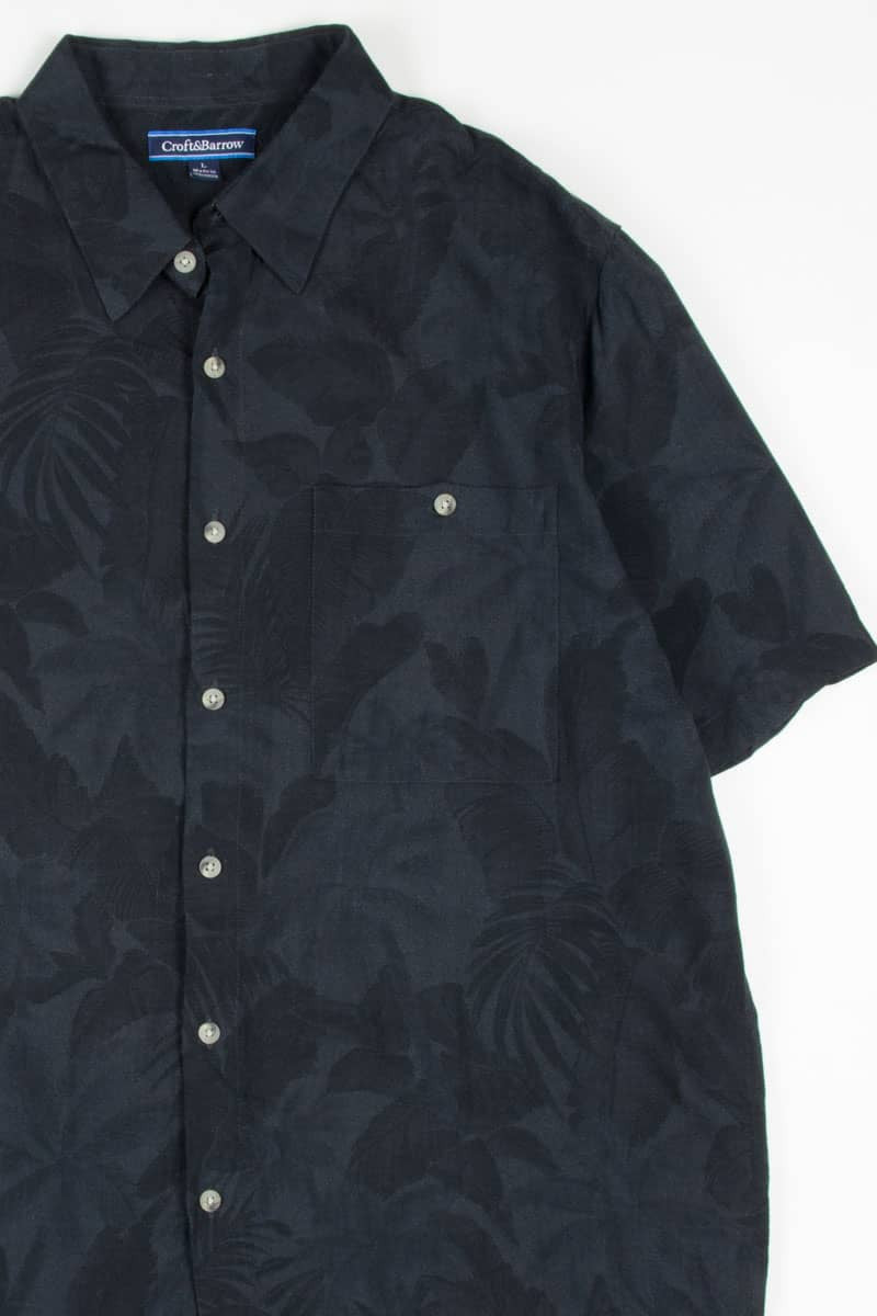 Black Leaffy Pattern Hawaiian Shirt 1864