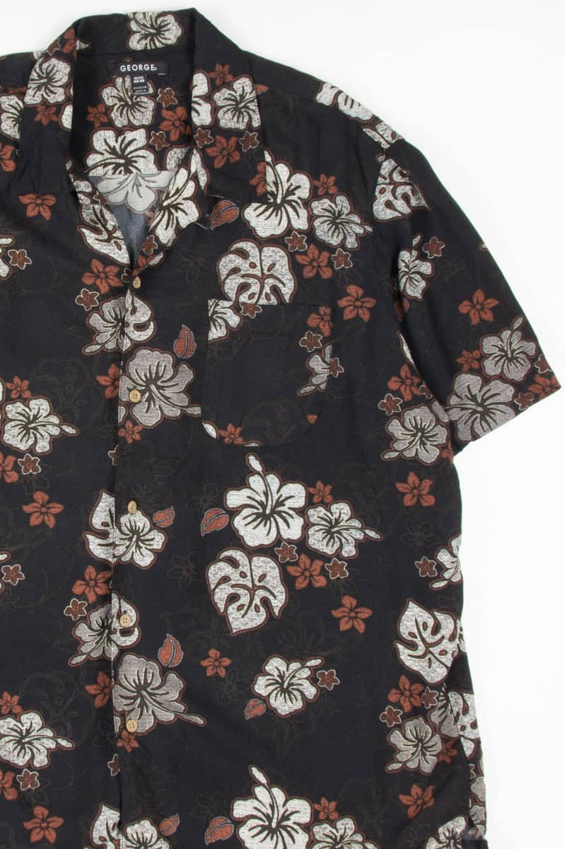 Black Retro Print Hawaiian Shirt 1883