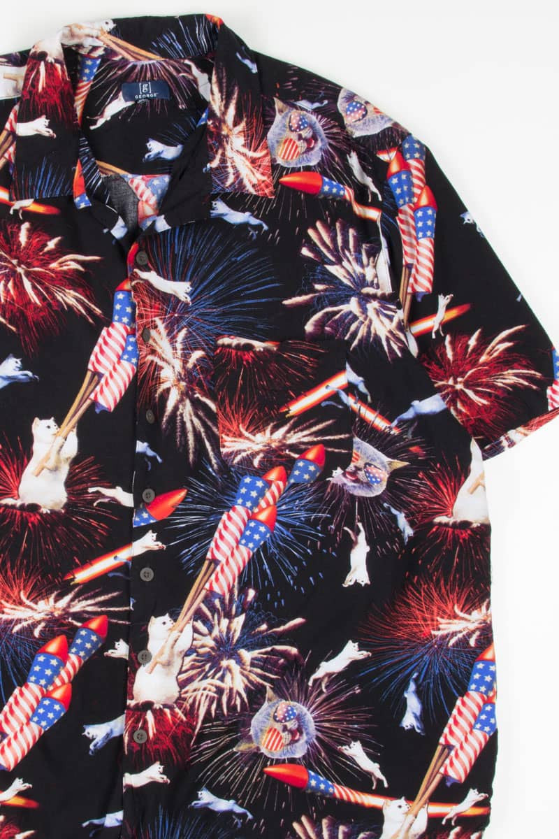 Fourth of July Cats Hawaiian Shirt 1901