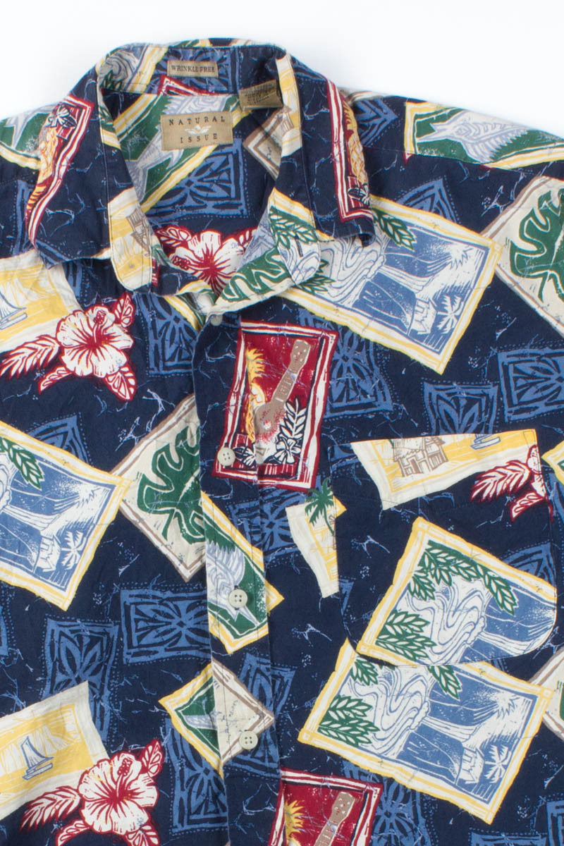 Blue Collage Vintage Hawaiian