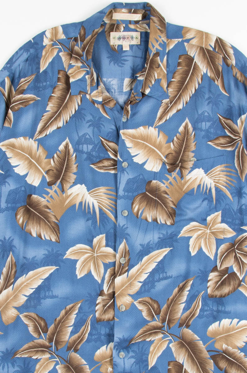 Blue & Brown Leaves Vintage Hawaiian
