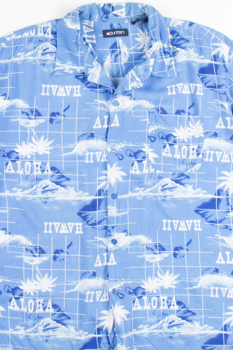 Blue Grid Vintage Hawaiian