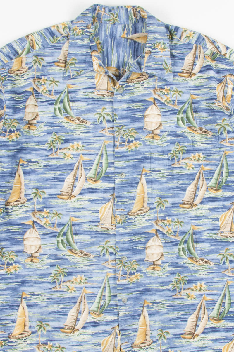 Blue Sailboat Vintage Hawaiian