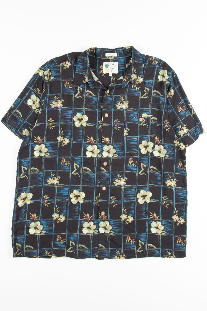 Black & Blue Floral Vintage Hawaiian