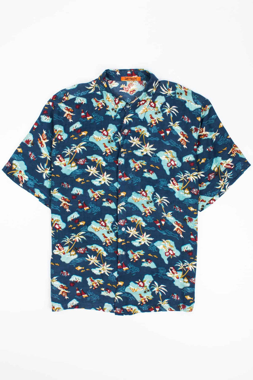 Island Print Vintage Tropical Hawaiian Shirt