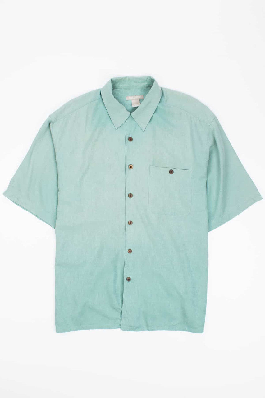 Vintage Seafoam Green Knit Silk Hawaiian Shirt