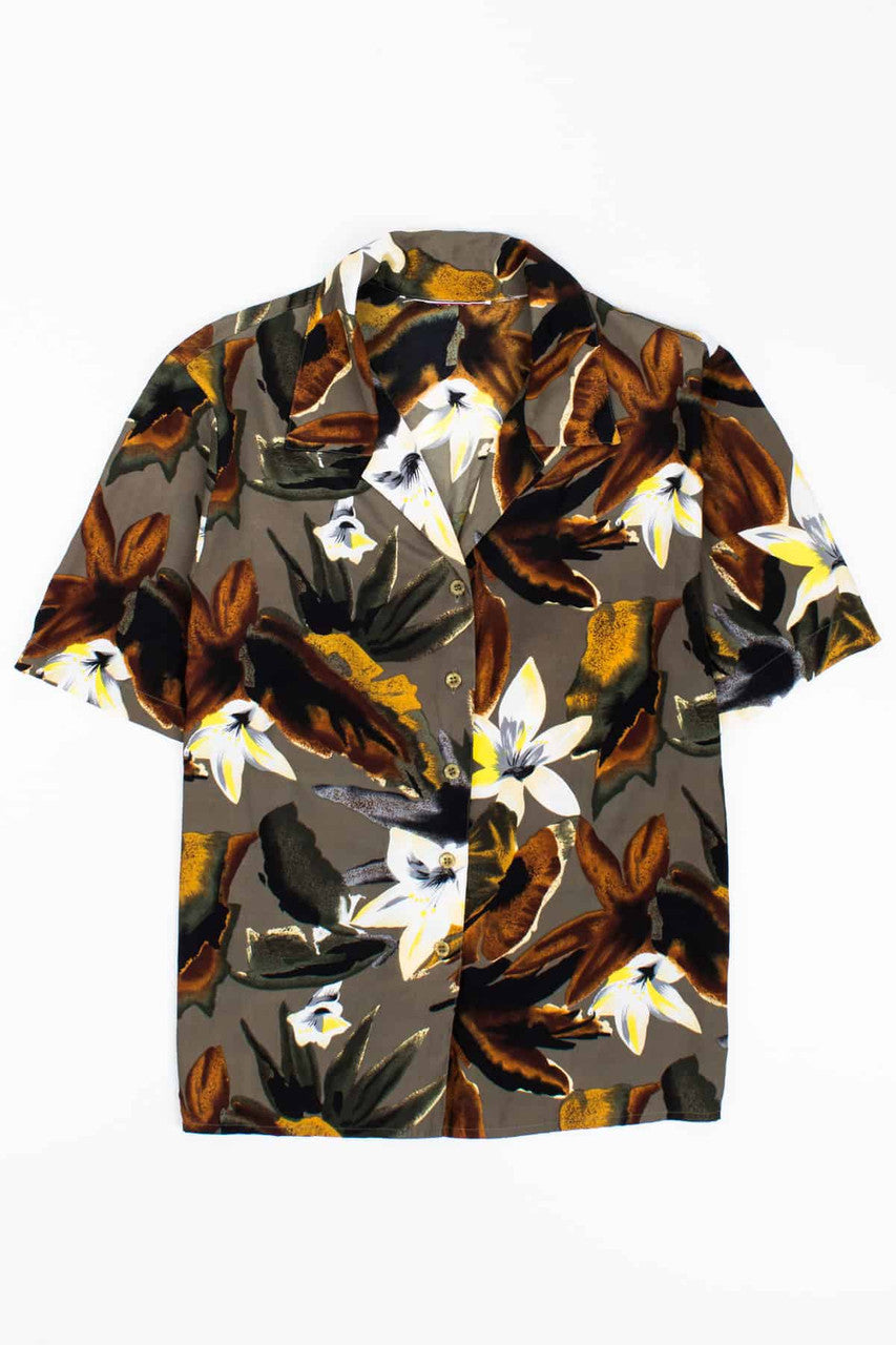 Large Floral Tropical Printed Hawaiian Shirt
