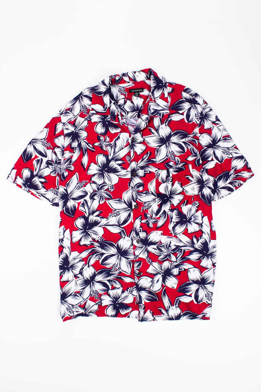 Bright Hibiscus Print Vintage Hawaiian Shirt