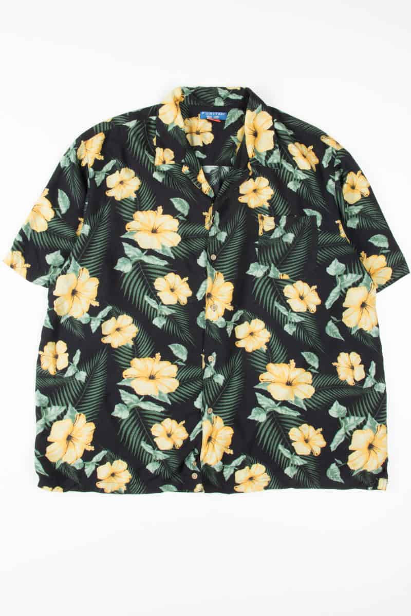 Black & Yellow Floral Hawaiian Shirt