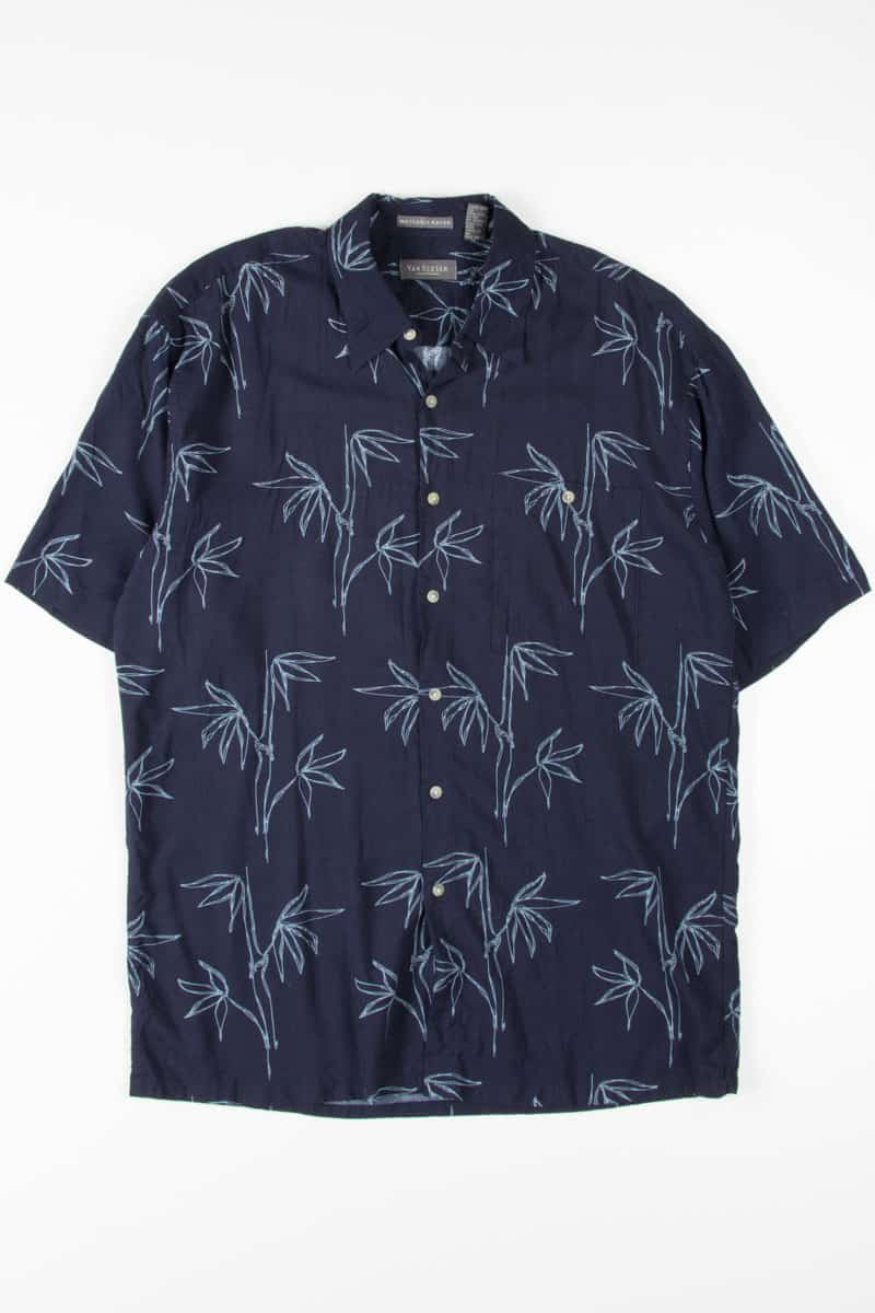 Navy Bamboo Outline Hawaiian Shirt