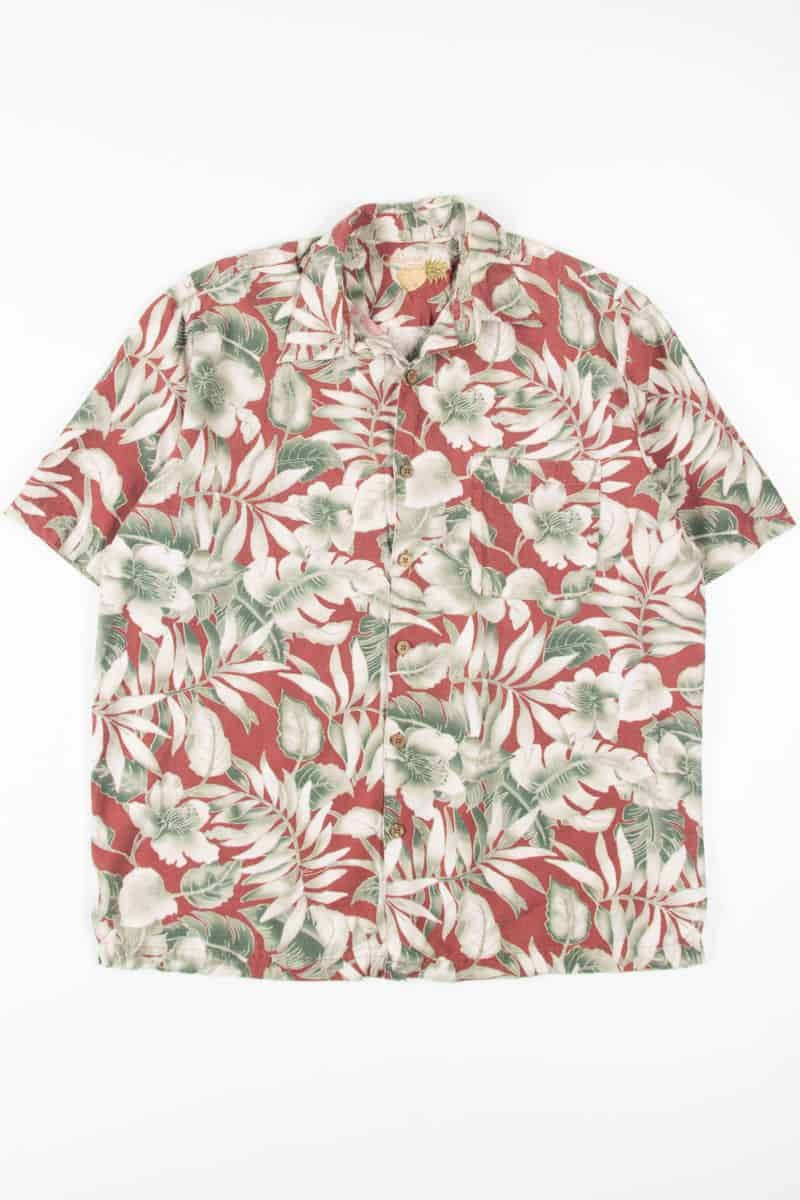 Burgundy Shadowed Floral Hawaiian Shirt