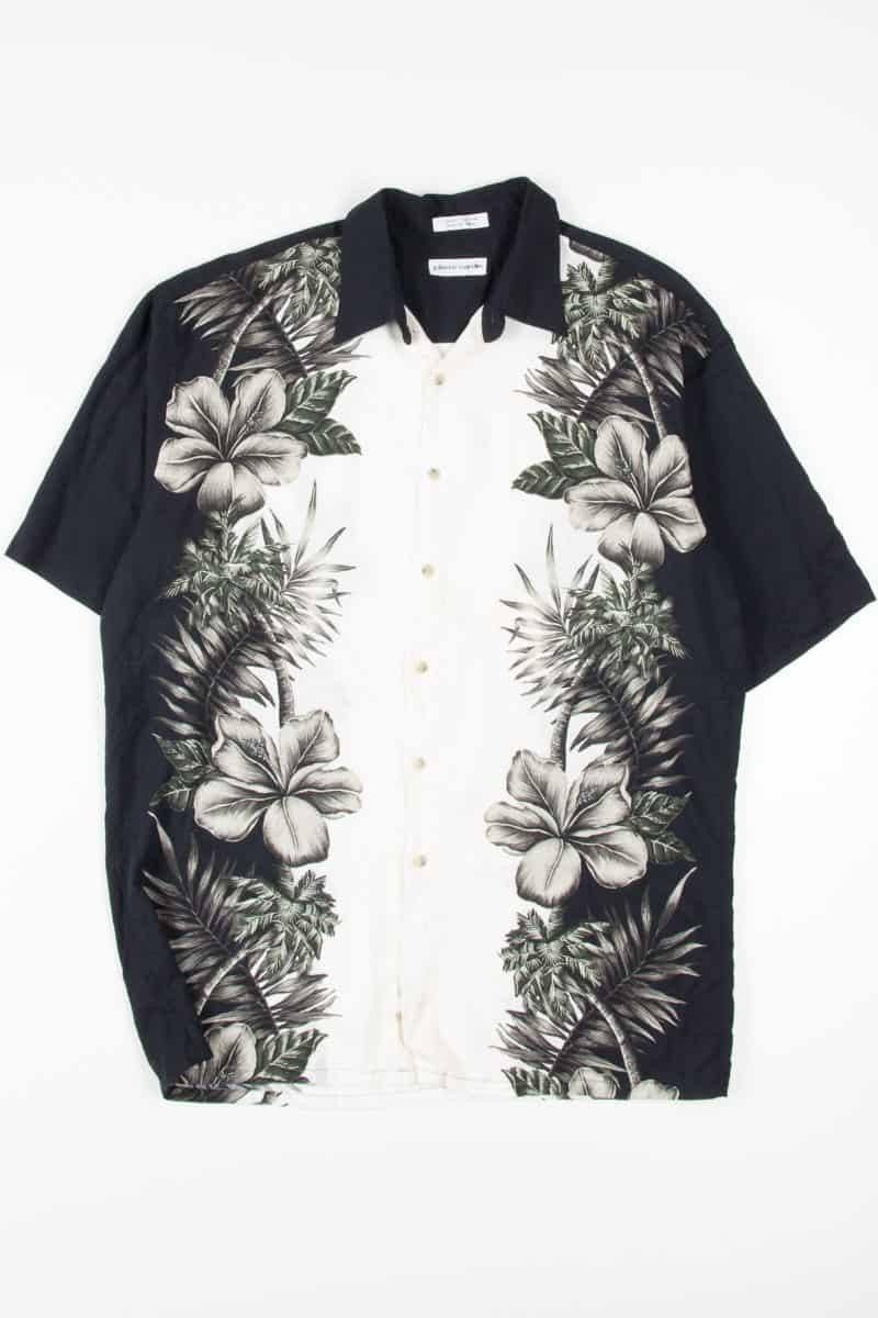 Black & Cream Hibiscus Bowling Hawaiian Shirt