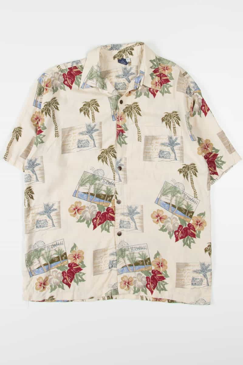 Beige Postcard Hawaiian Shirt