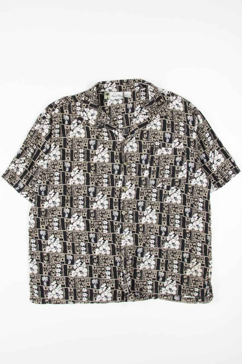Abstract Black Hibiscus Hawaiian Shirt