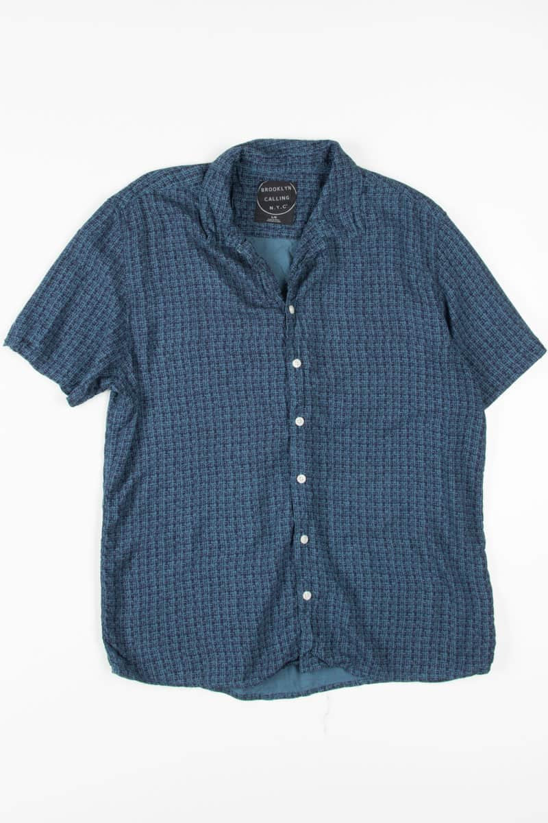 Blue Thatched Hawaiian Shirt