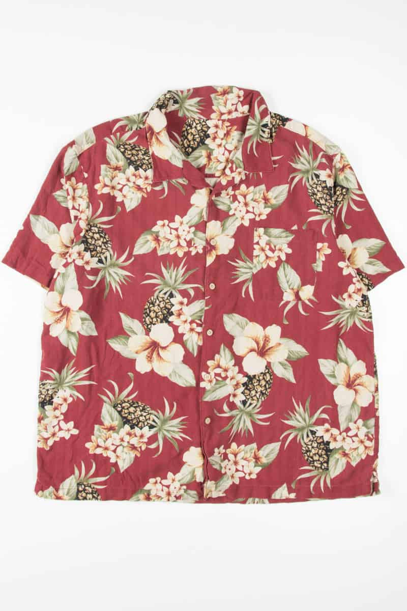 Rust Pineapple Floral Hawaiian Shirt