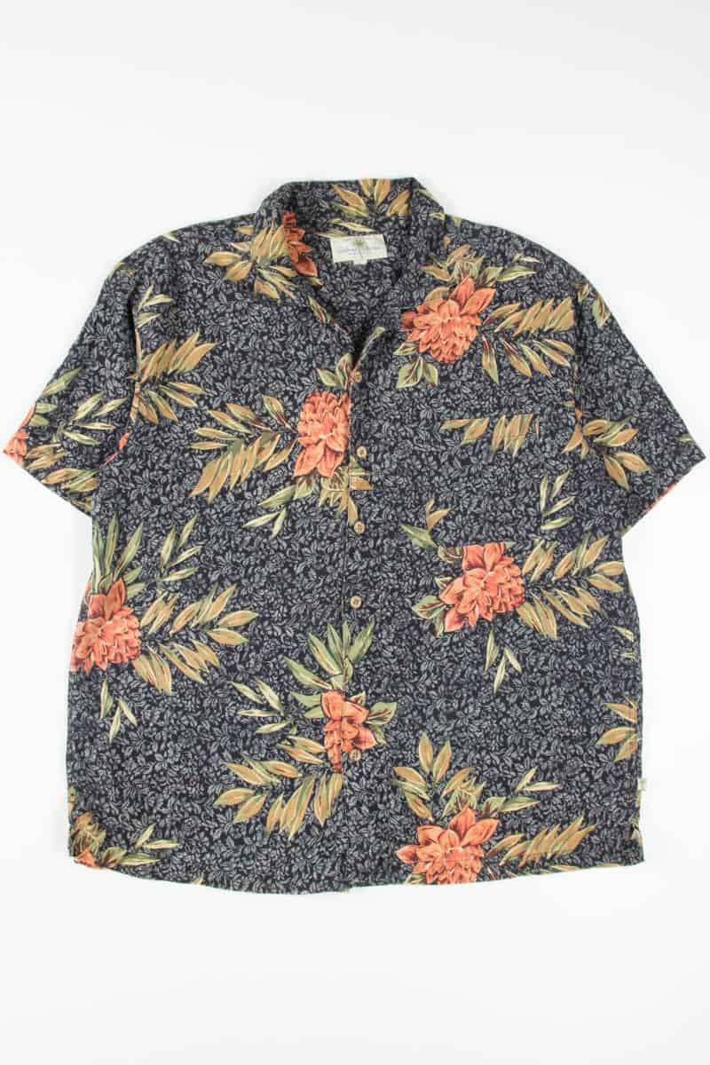 Black Ornamental Peony Hawaiian Shirt