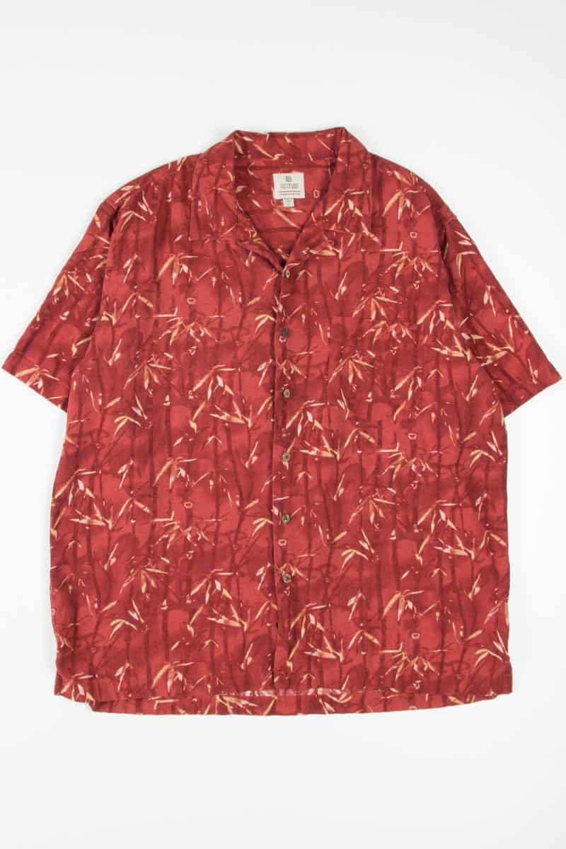 Red Bamboo Print Hawaiian Shirt