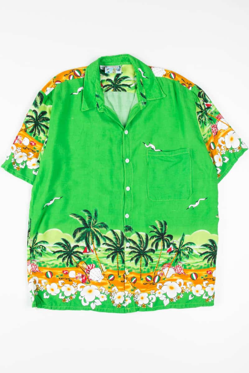 Green Beach Shells Hawaiian Shirt