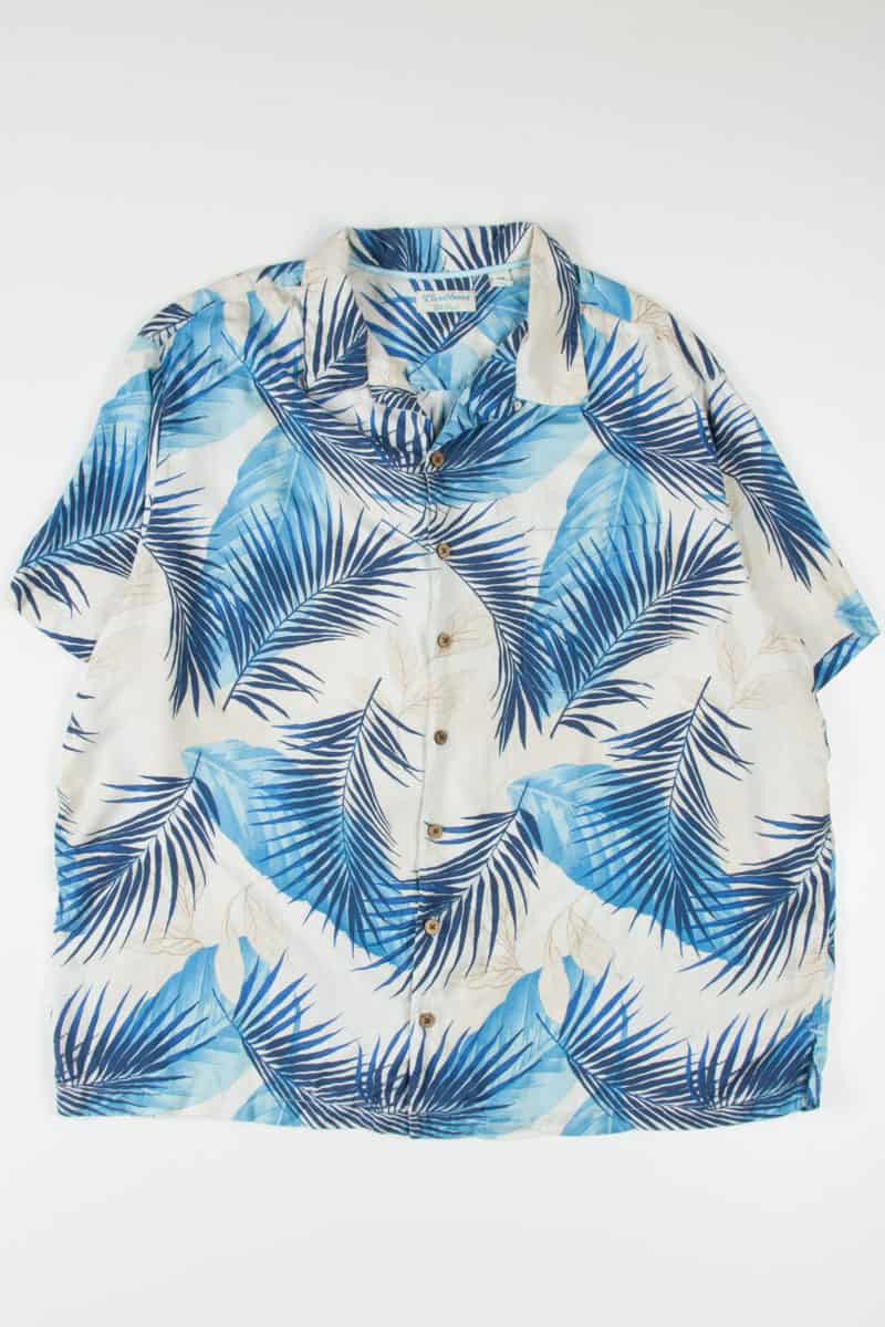 Cream & Blue Leaves Hawaiian Shirt