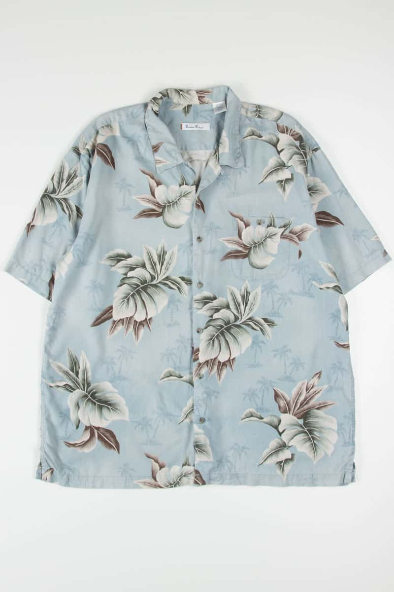 Ligth Blue Leaves Hawaiian Shirt