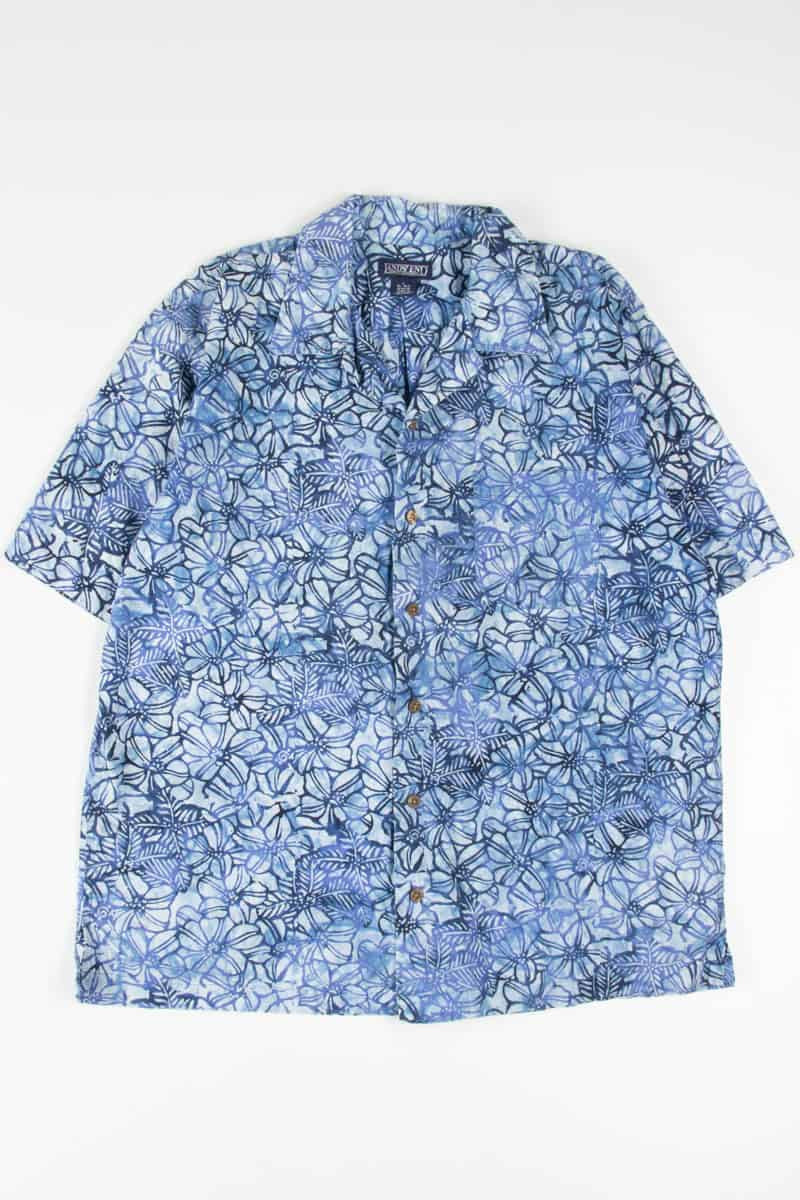 Blue Watercolor Floral Hawaiian Shirt