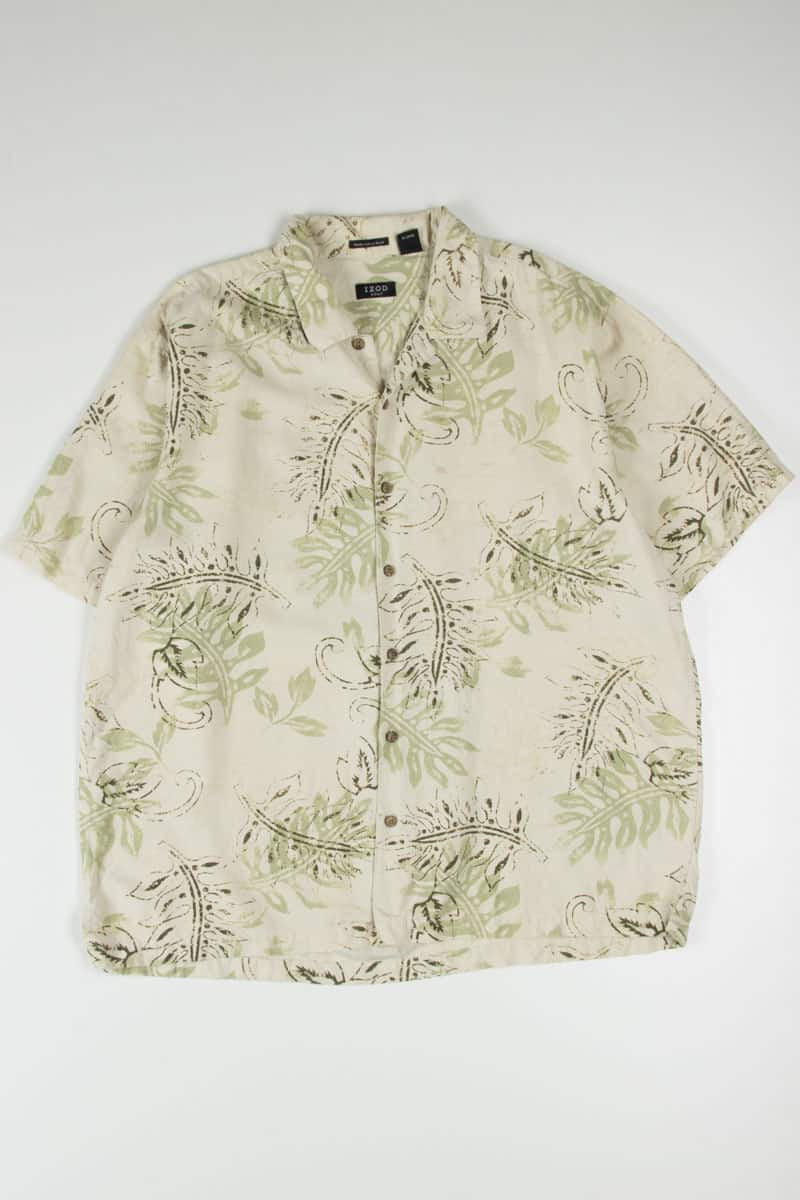 Leaf Stamped Hawaiian Shirt
