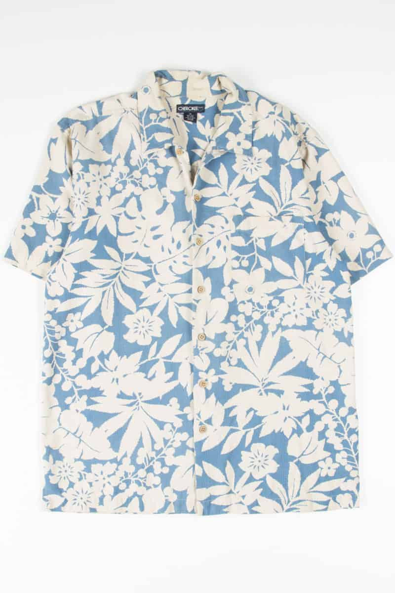 Blue & Cream Tropical Print Hawaiian Shirt