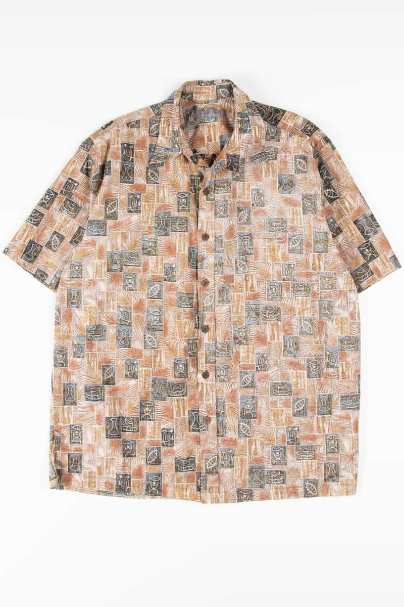 Brown Collage Hawaiian Shirt