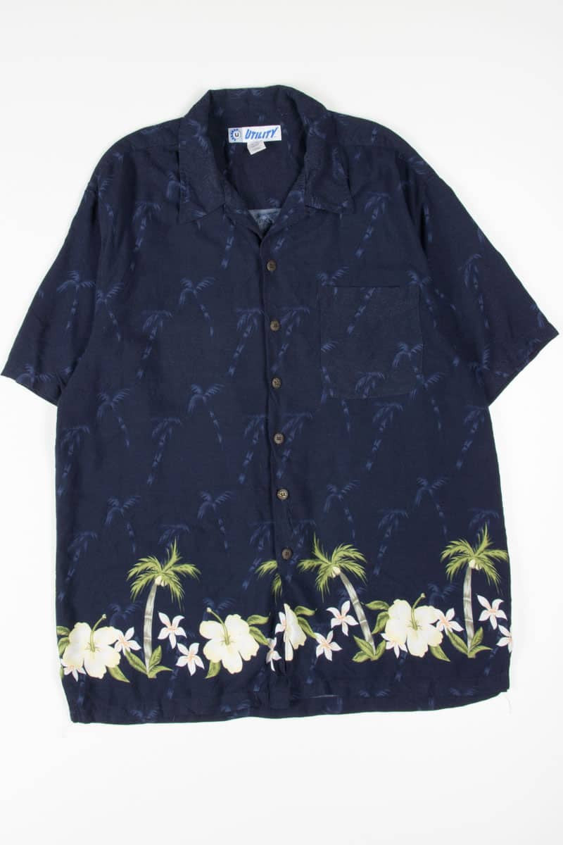Navy Palm Tree Hawaiian Shirt