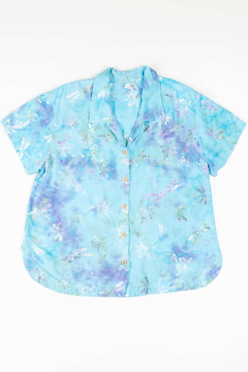 Blue Dragon Fly Watercolor Hawaiian Shirt