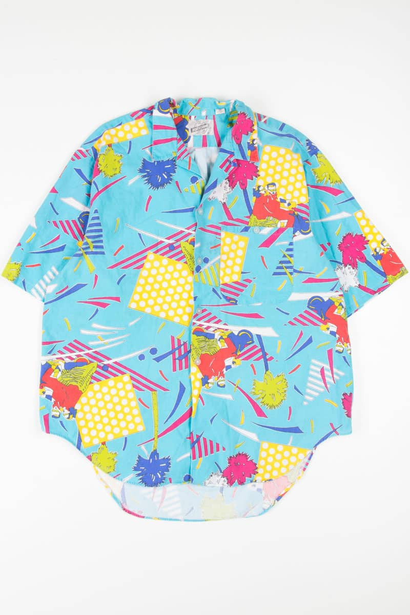 Vintage 90s Geometric Hawaiian Shirt 1819