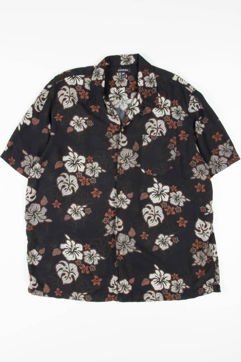Black Retro Print Hawaiian Shirt 1883