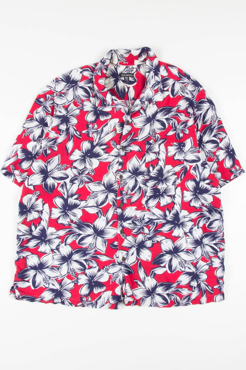 Red & Blue Sketch Hawaiian Shirt 1890